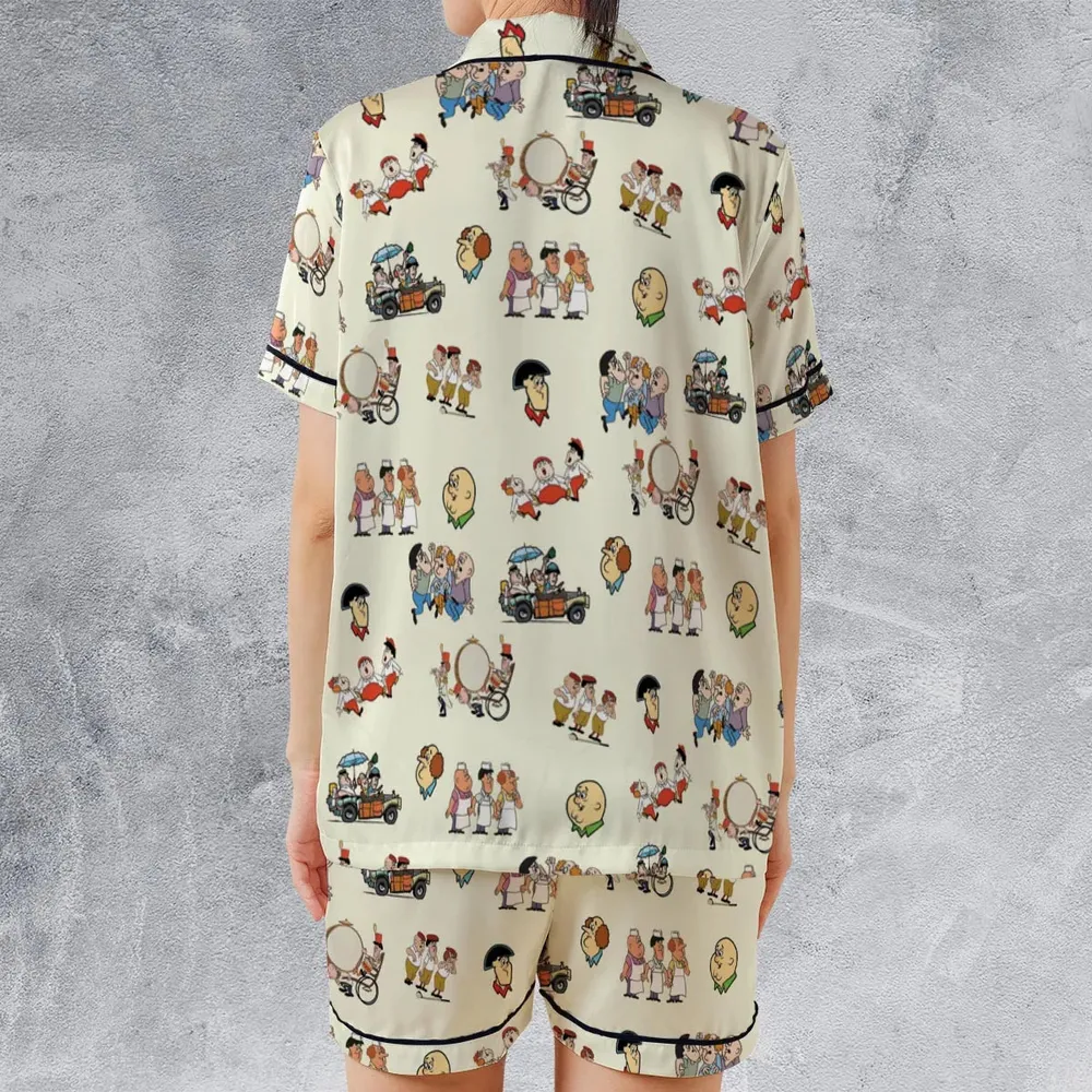 Three Stooges Cartoon 1965 Satin Short-Sleeve Pajamas Set - 2