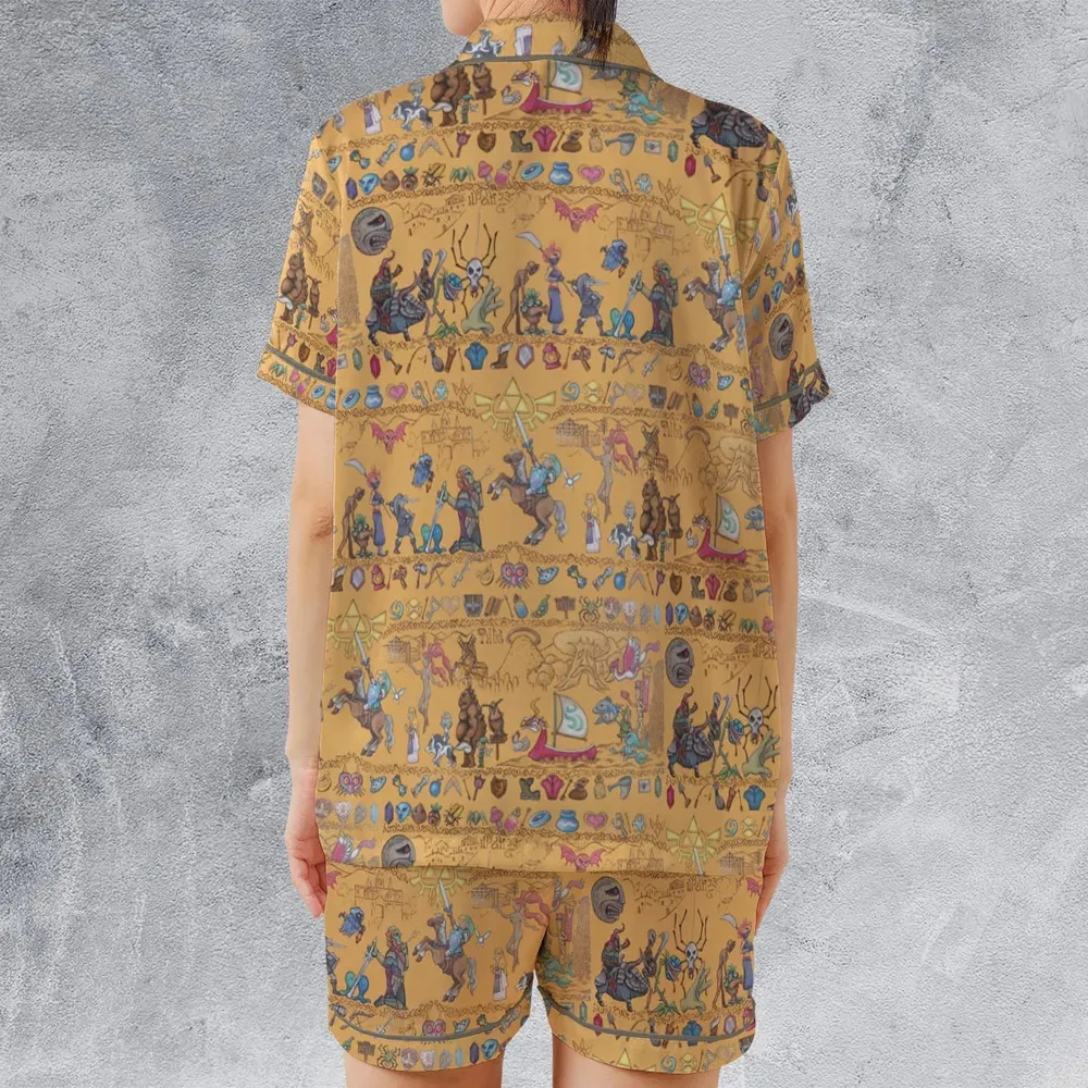 Link's Journey Tapestry The Legend Of Zelda Satin Short-Sleeve Pajamas Set - 2