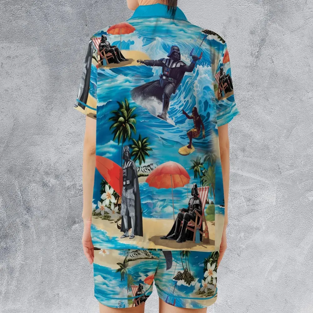Darth Vader Surfing Satin Short-Sleeve Pajamas Set - 2
