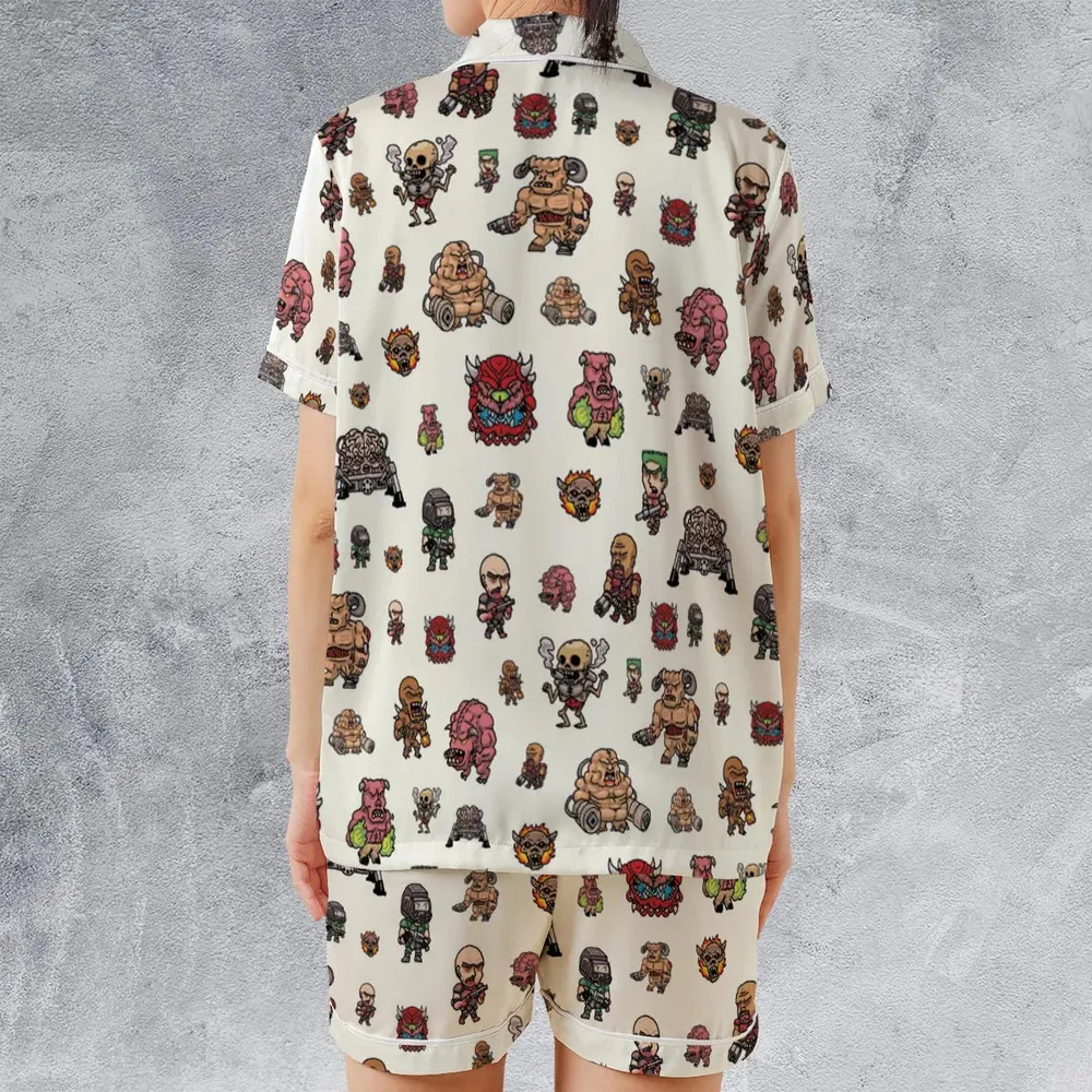 Doom Chibi Characters Satin Short-Sleeve Pajamas Set - 2