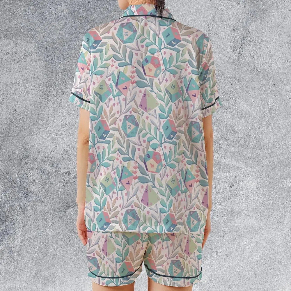 Dice Flower Soft DnD Satin Short-Sleeve Pajamas Set - 2