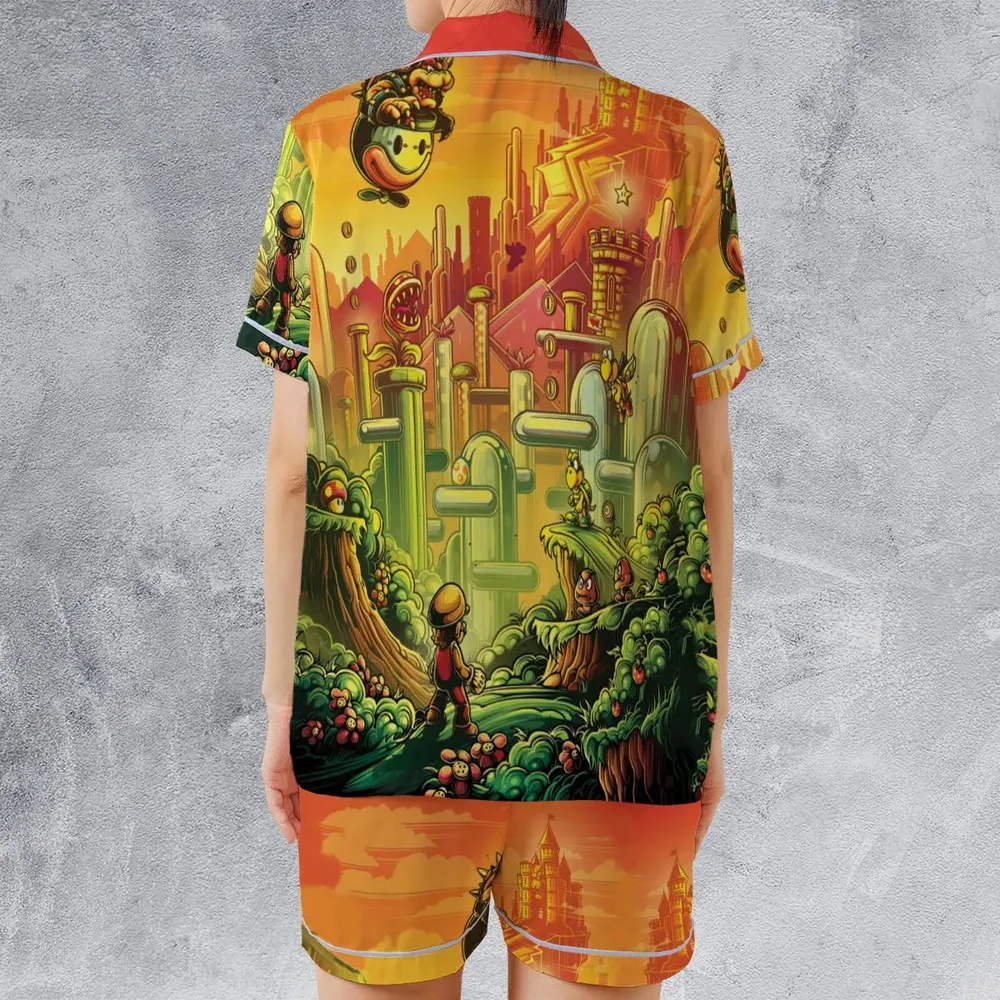 Plumber Kingdom Super Mario Satin Short-Sleeve Pajamas Set - 2