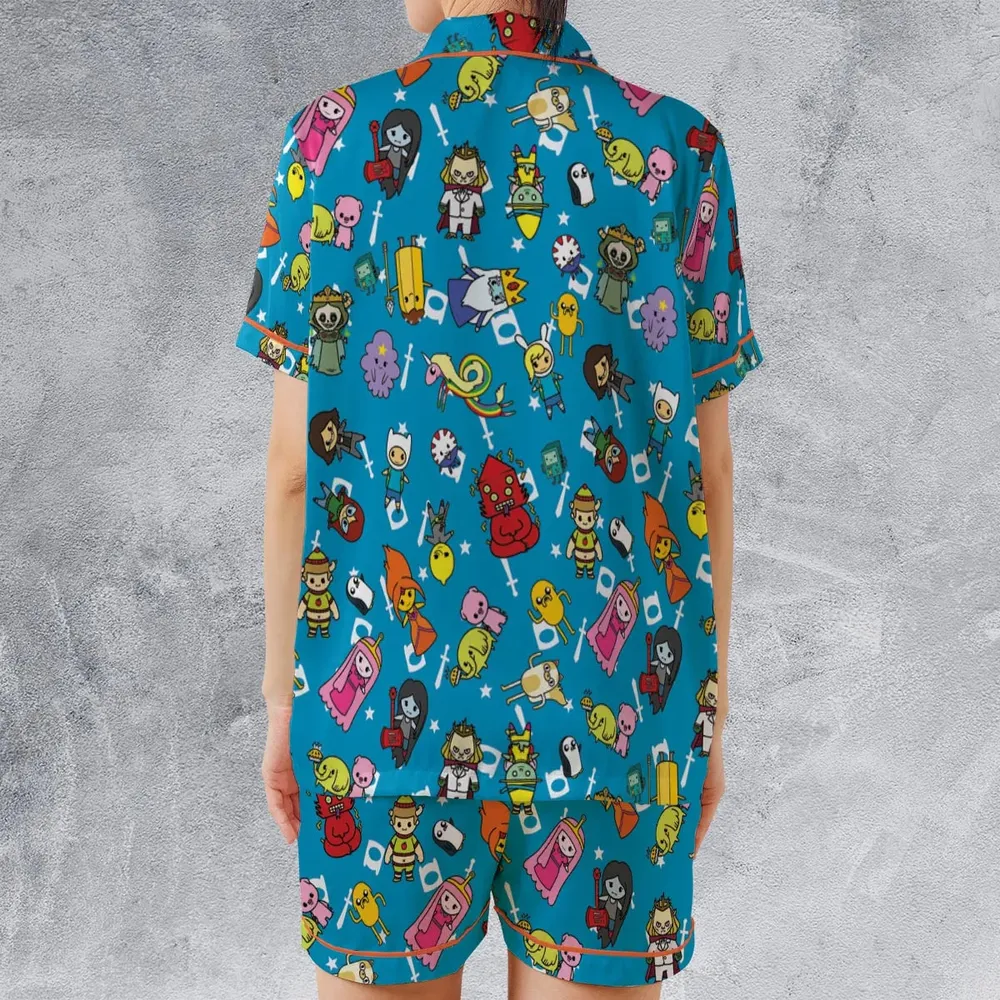 Adventure Time Characters Doodle Satin Short-Sleeve Pajamas Set - 2