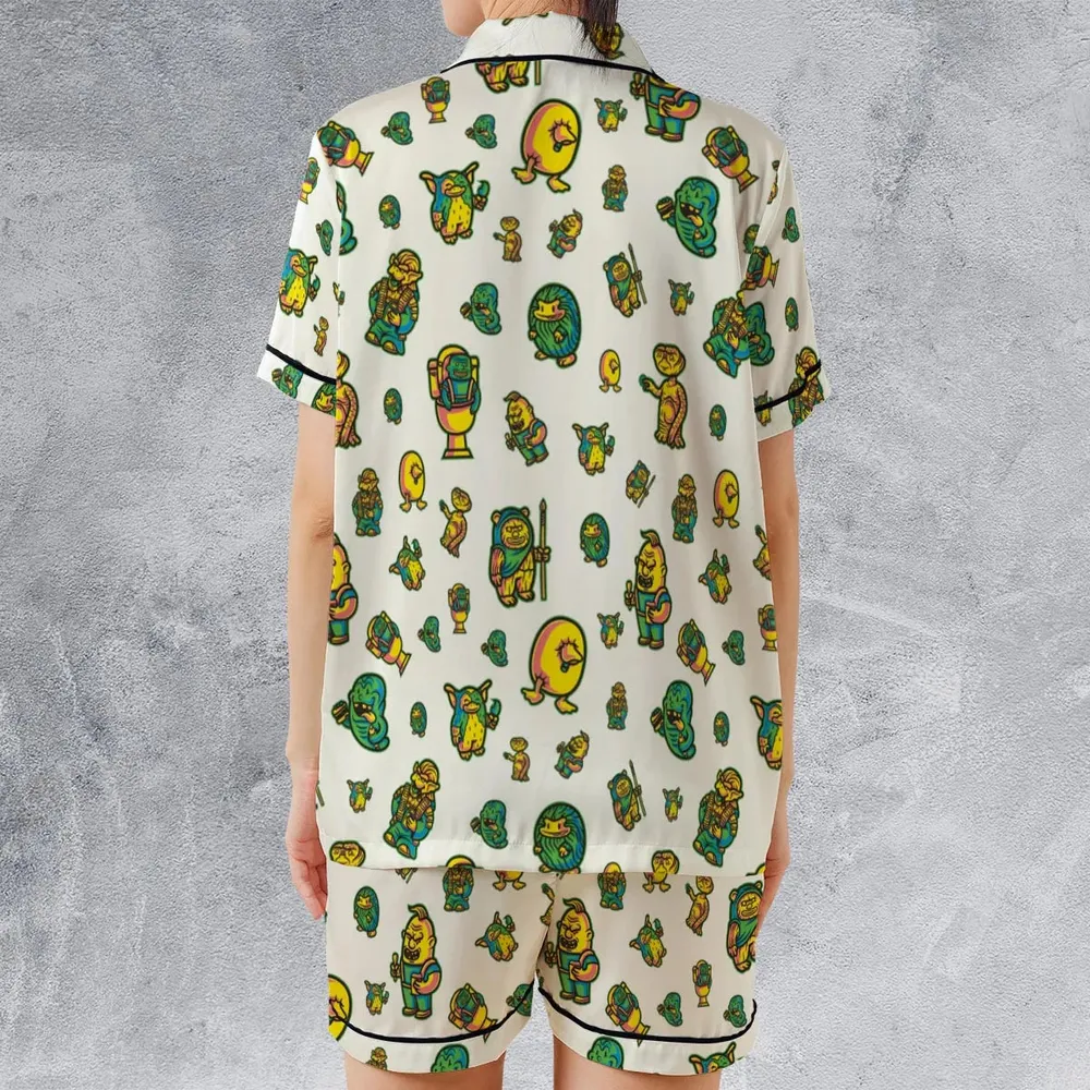 80s But Goodies Satin Short-Sleeve Pajamas Set - 2