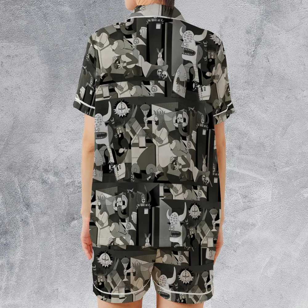 Monty Picasso Style Art Satin Short-Sleeve Pajamas Set - 2