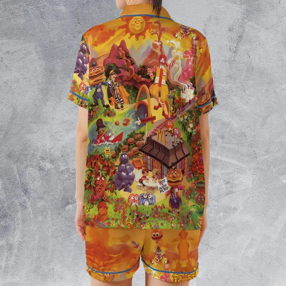 Wonder Foodland The Siege Of Mcdonaldland Satin Short-Sleeve Pajamas Set - 2