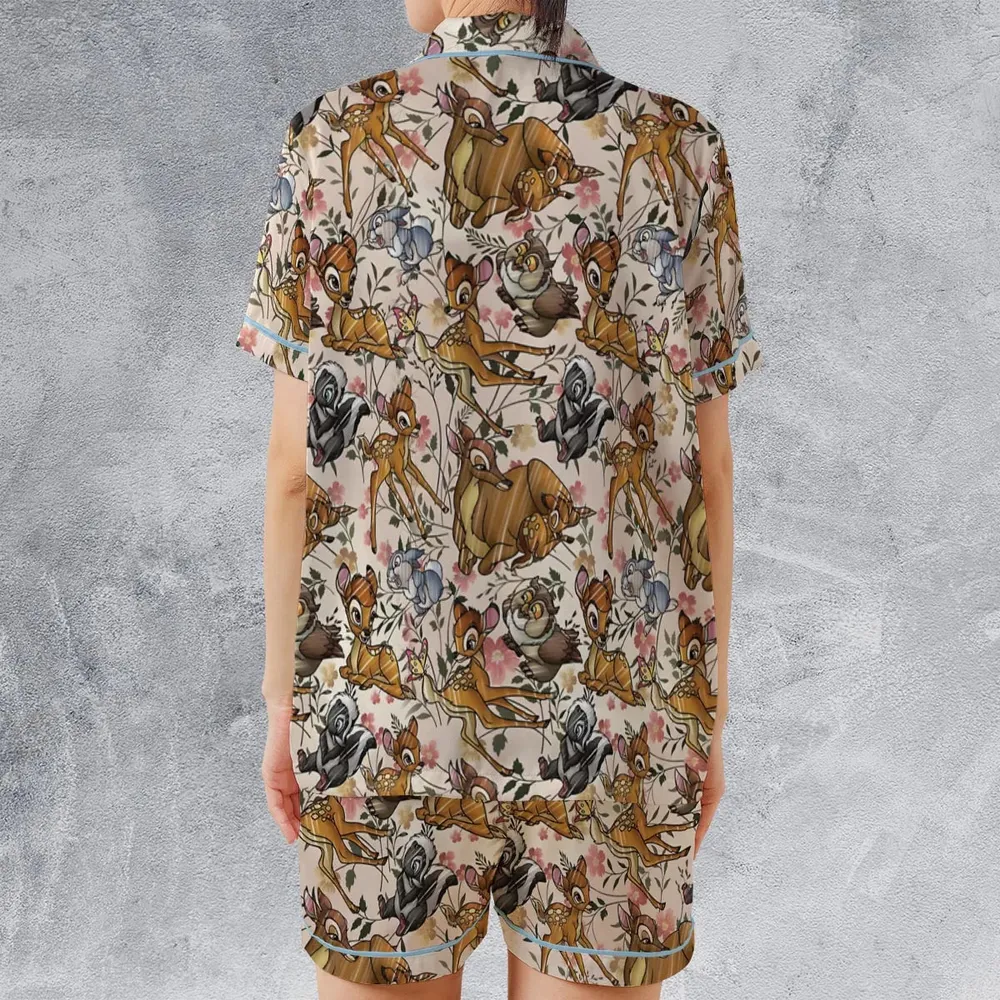 Little Wild Bambi Satin Short-Sleeve Pajamas Set - 2