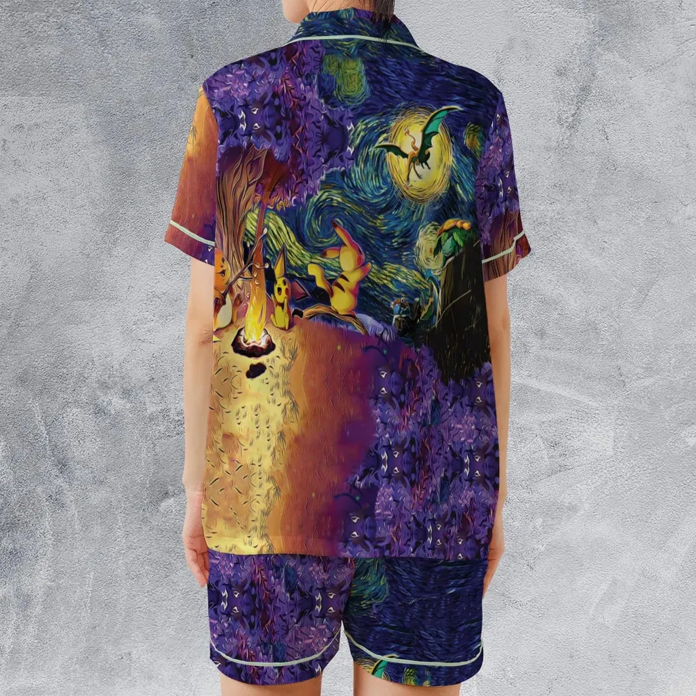 Pokemon Starry Night Campfire Satin Short-Sleeve Pajamas Set - 2