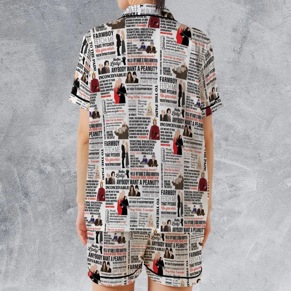 Inconceivable Quotes Satin Short-Sleeve Pajamas Set - 2