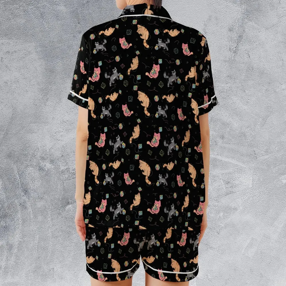 Dice Cat DnD Satin Short-Sleeve Pajamas Set - 2