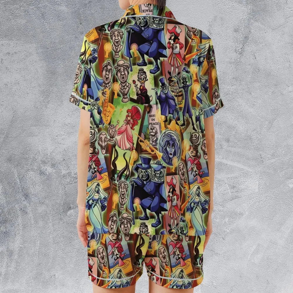 999 Happy Haunts Satin Short-Sleeve Pajamas Set - 2