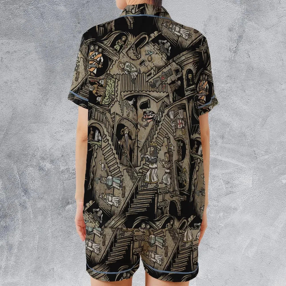 Monty Escher’s Relativity Satin Short-Sleeve Pajamas Set - 2