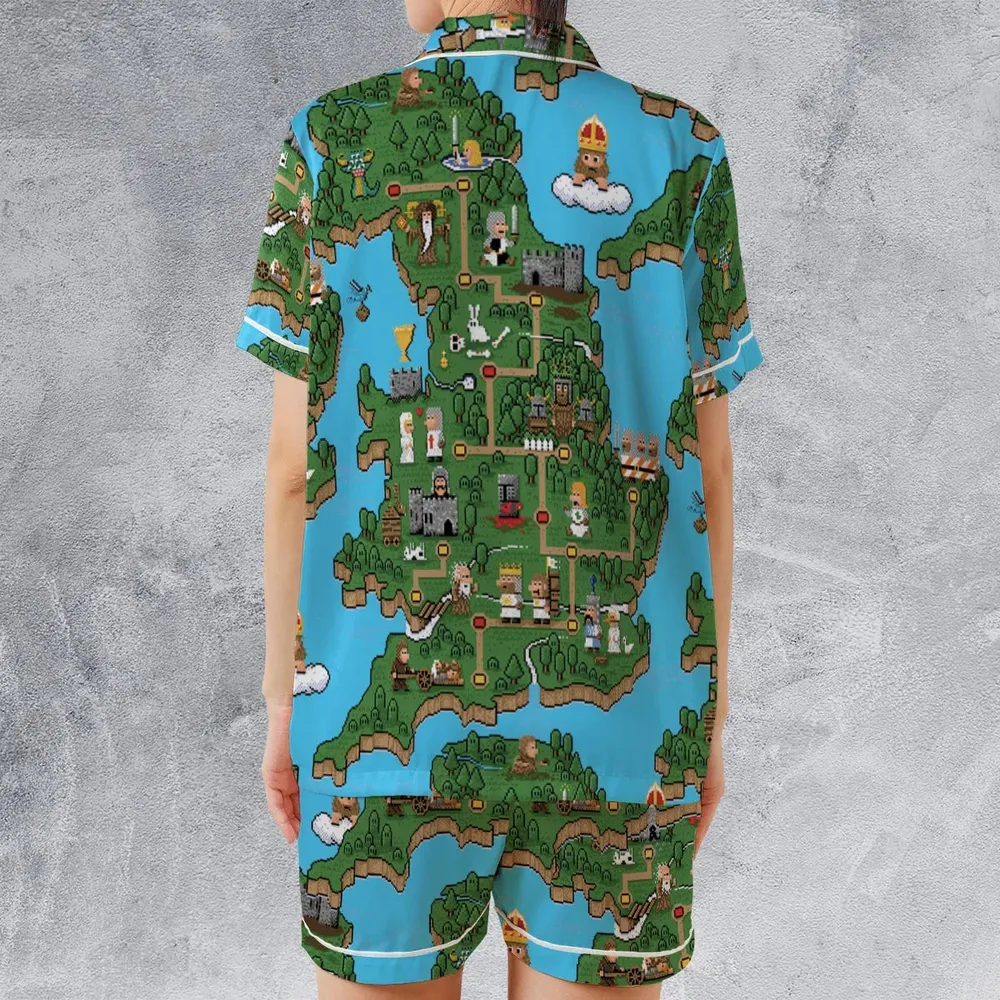Pixel Art Python Monty Python Satin Short-Sleeve Pajamas Set - 2