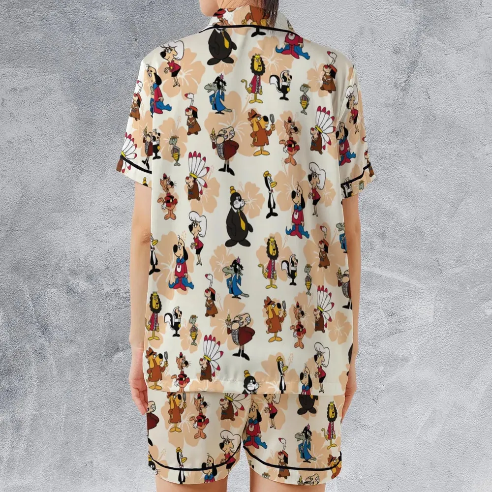 Nostalgia Underdog Characters Satin Short-Sleeve Pajamas Set - 2
