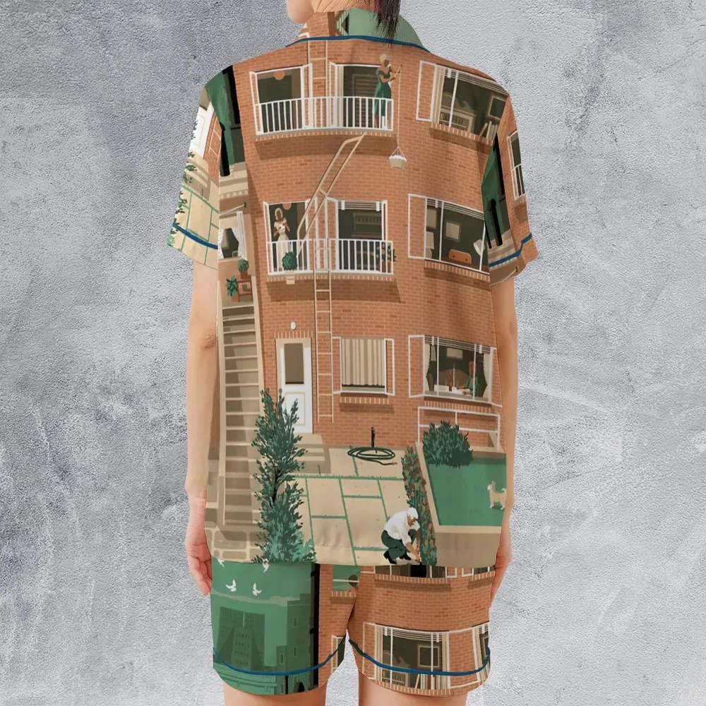 Rear Window Satin Short-Sleeve Pajamas Set - 2