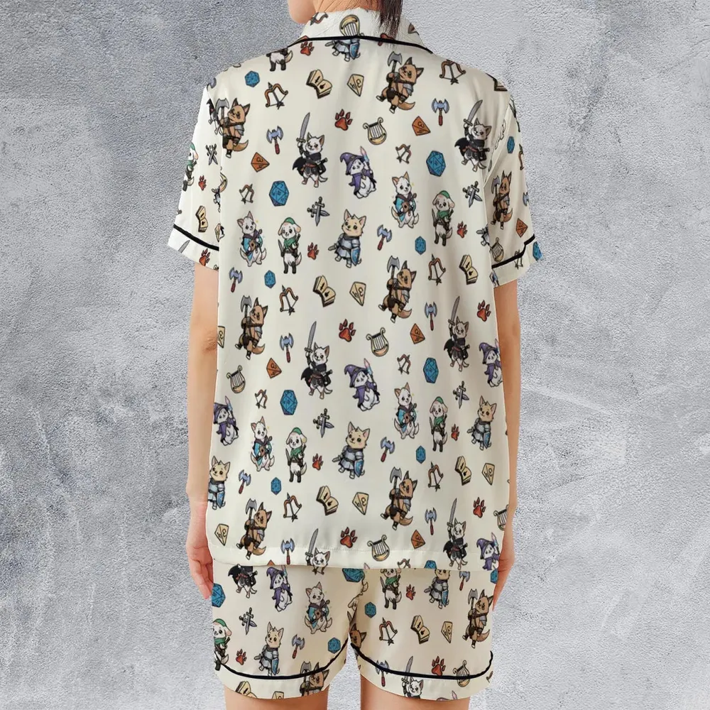 Dungeons and Dogs DnD Satin Short-Sleeve Pajamas Set - 2
