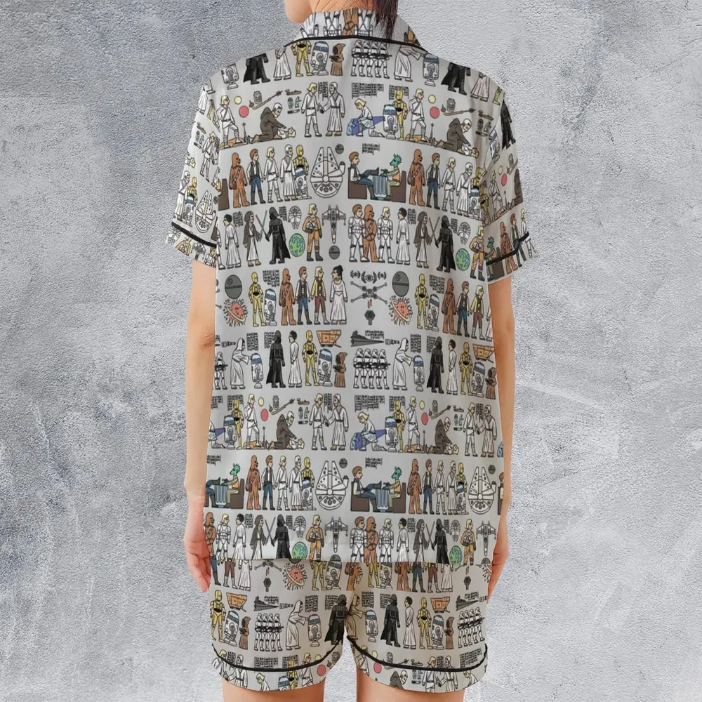 Egyptian Galaxy Wars Satin Short-Sleeve Pajamas Set - 2