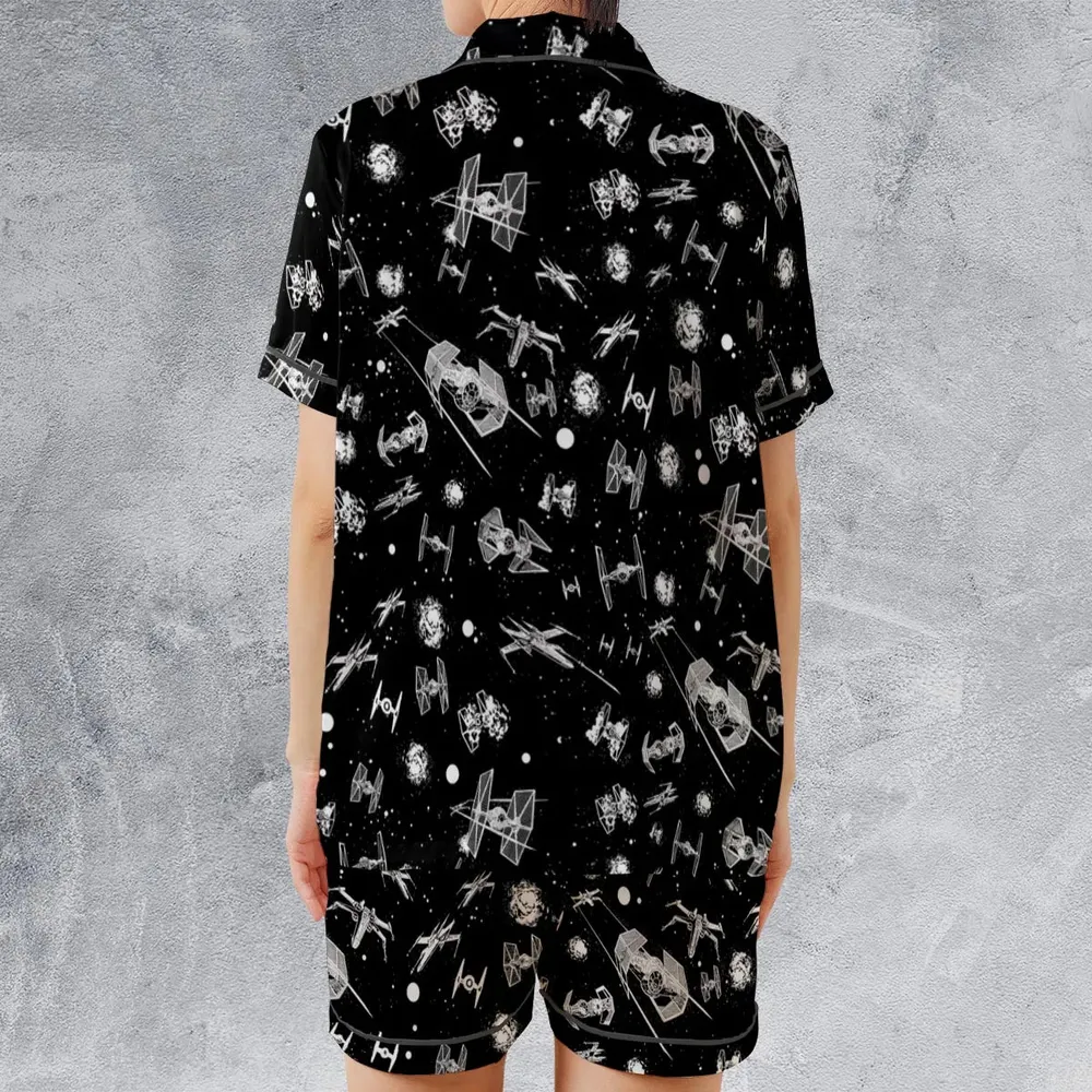 Space Ship Battle Star Wars Satin Short-Sleeve Pajamas Set - 2