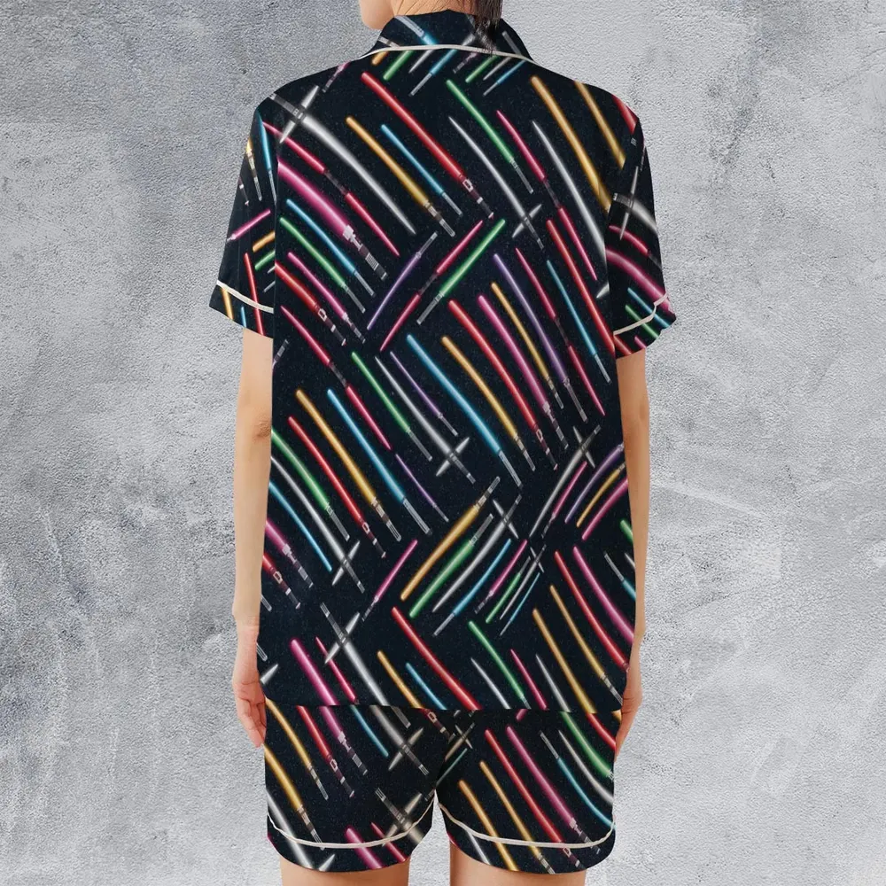 Lightsabers Star Wars Pattern Satin Short-Sleeve Pajamas Set - 2
