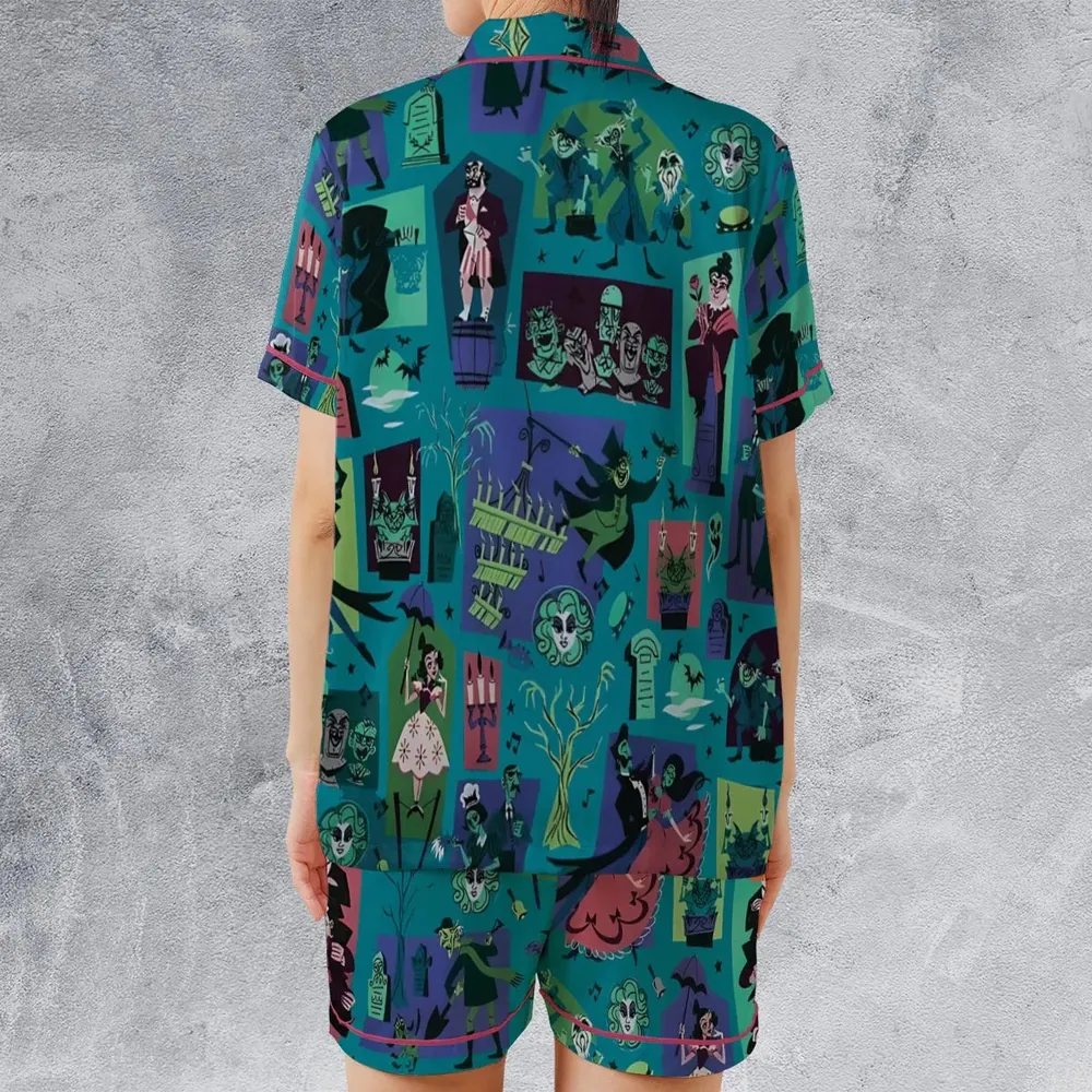 Haunted Chic Haunted Mansion Satin Short-Sleeve Pajamas Set - 2