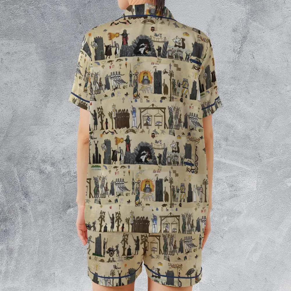 Bayeux Tapestry Monty Python Satin Short-Sleeve Pajamas Set - 2