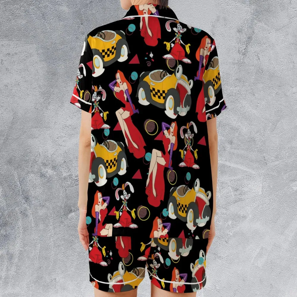 Retro 90s Jessica Rabbit Roger Rabbit Satin Short-Sleeve Pajamas Set - 2