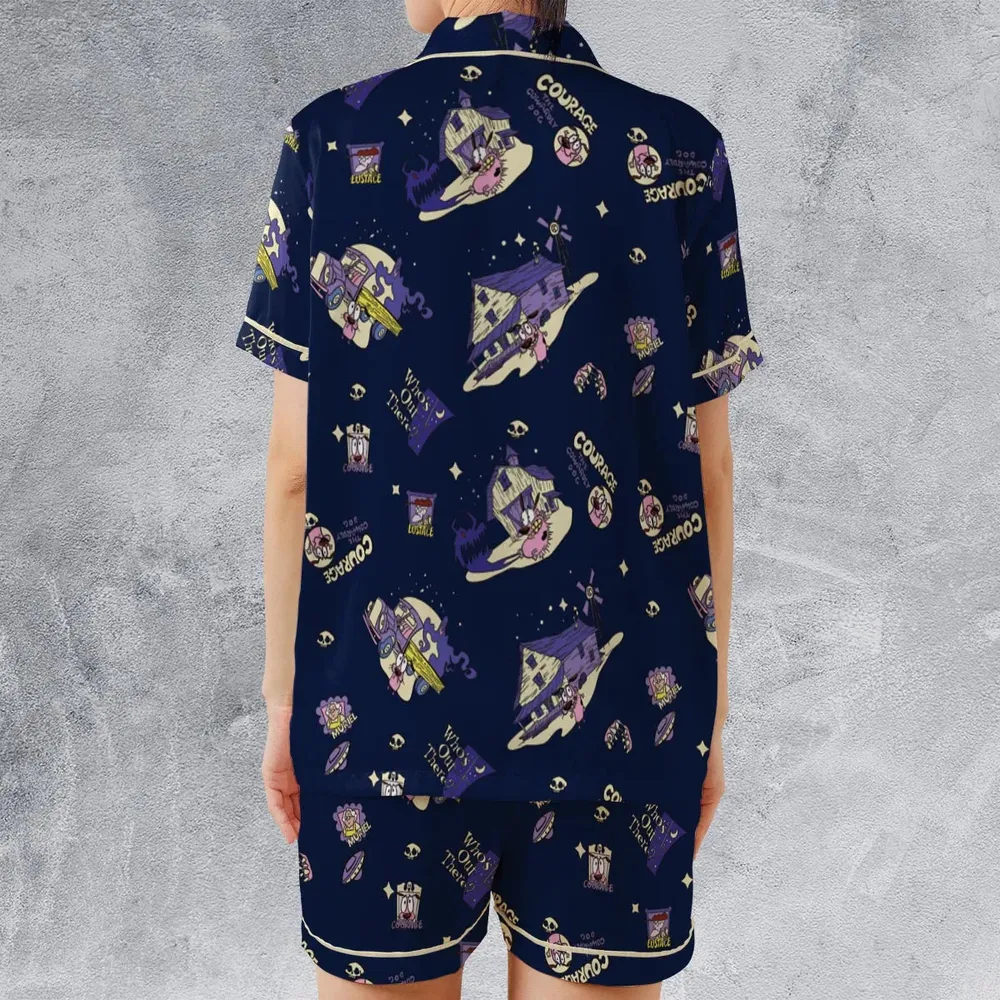 Courage the Cowardly Dog Scenic Satin Short-Sleeve Pajamas Set - 2
