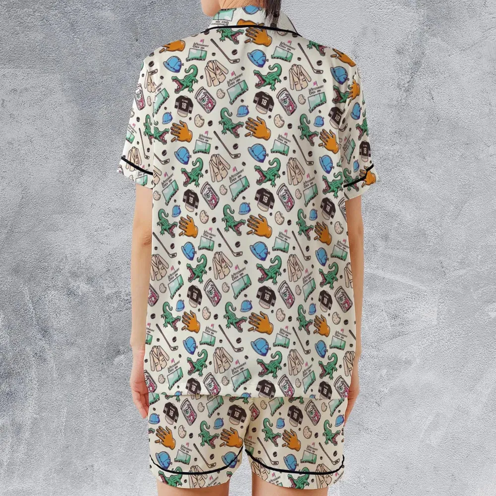 Happy Gilmore Pattern Satin Short-Sleeve Pajamas Set - 2