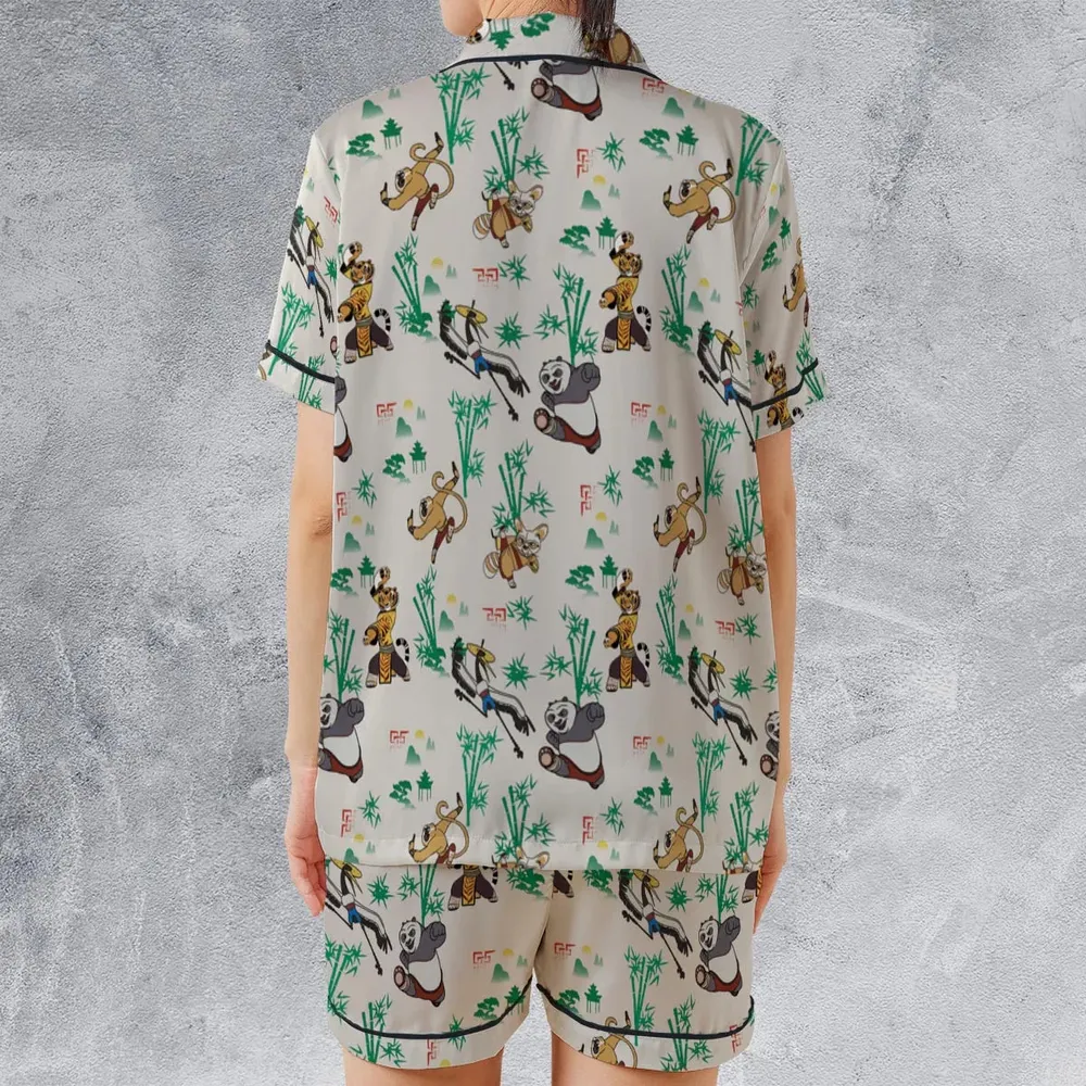 Kung Fu Panda Characters Satin Short-Sleeve Pajamas Set - 2