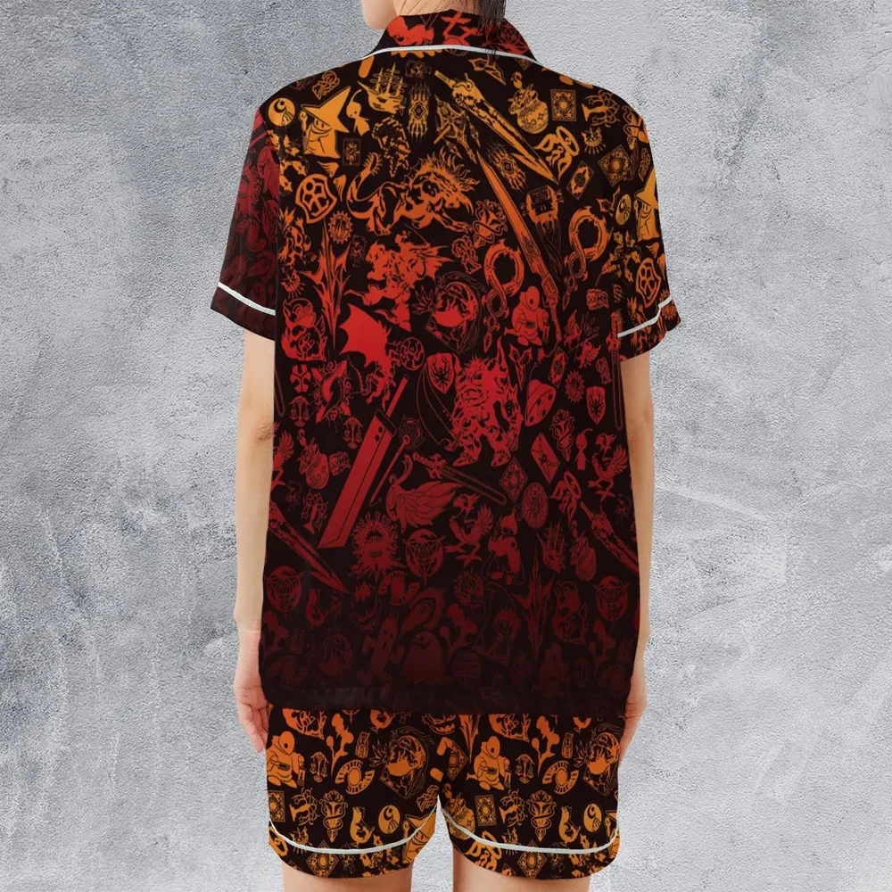Red Moggle Final Fantasy Satin Short-Sleeve Pajamas Set - 2