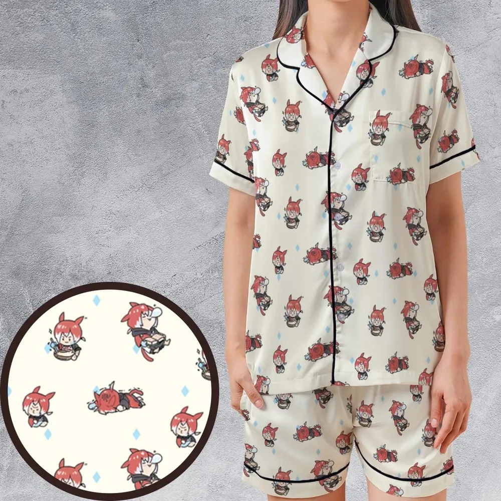 Crystal Exarch Final Fantasy Satin Short-Sleeve Pajamas Set - 1