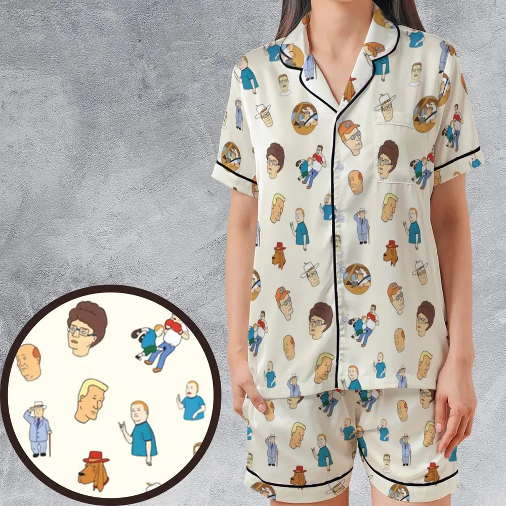 King Of The Hill Collection Satin Short-Sleeve Pajamas Set - 1