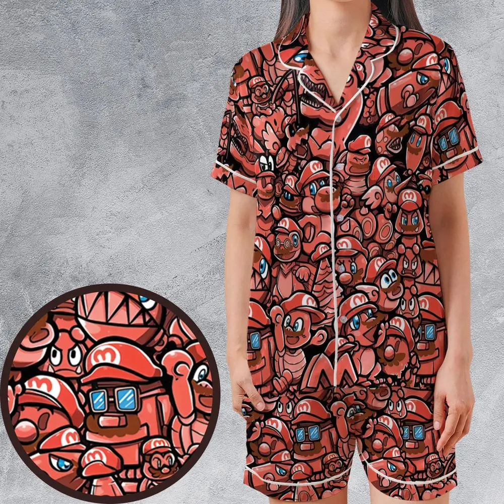Cappy Party Mario Odyssey Super Mario Satin Short-Sleeve Pajamas Set - 1