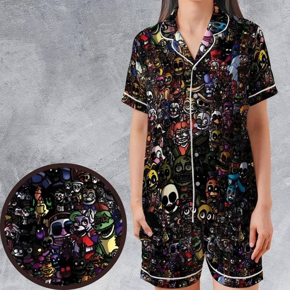 Doing A FNAF Satin Short-Sleeve Pajamas Set - 1