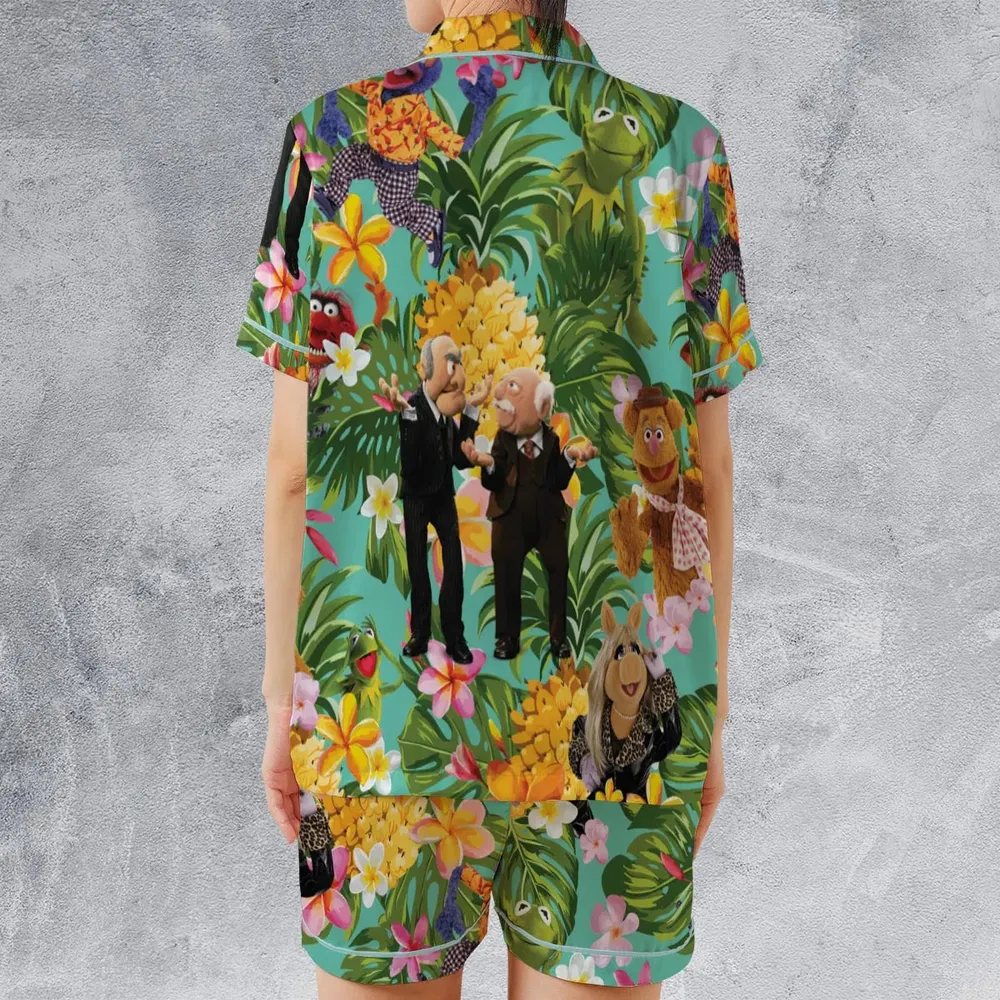 Statler And Waldorf Muppets Tropical Satin Short-Sleeve Pajamas Set - 2