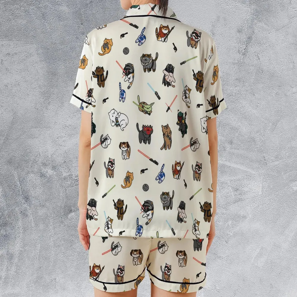 Star Wars Characters As Cats Satin Short-Sleeve Pajamas Set - 2
