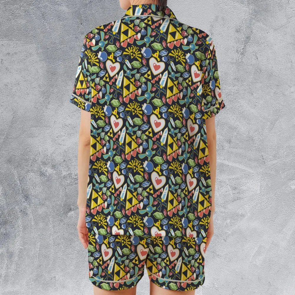 Zelda Theme Items Satin Short-Sleeve Pajamas Set - 2