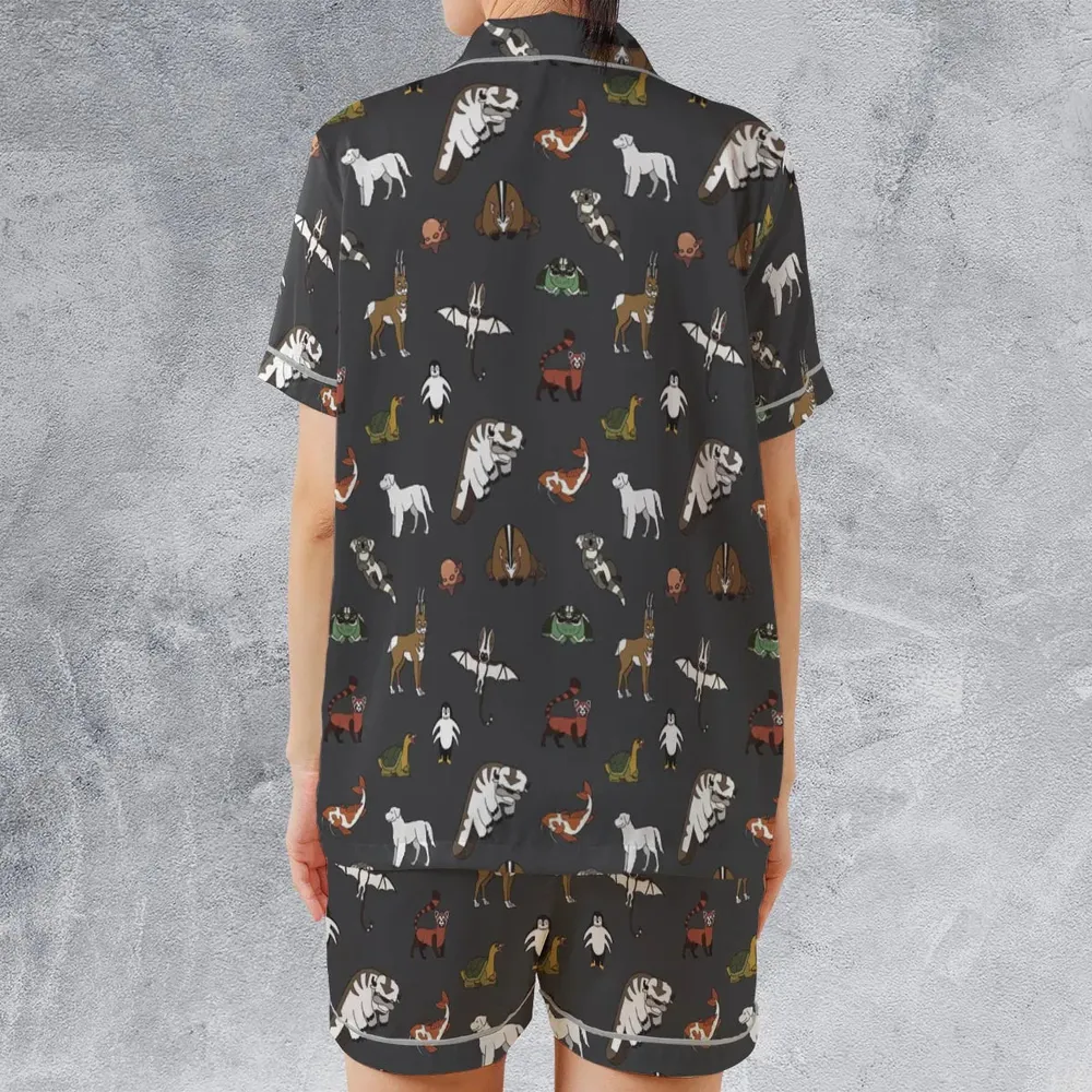 Menagerie Appa Sky Bison Momo Naga Pabu Avartar The Last Airbender Satin Short-Sleeve Pajamas Set - 2