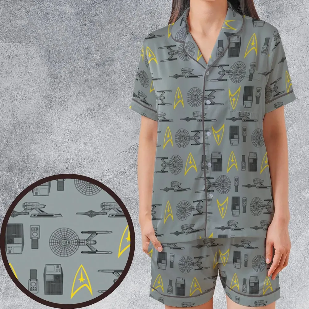 S.T Shipyard Star Trek Satin Short-Sleeve Pajamas Set - 1