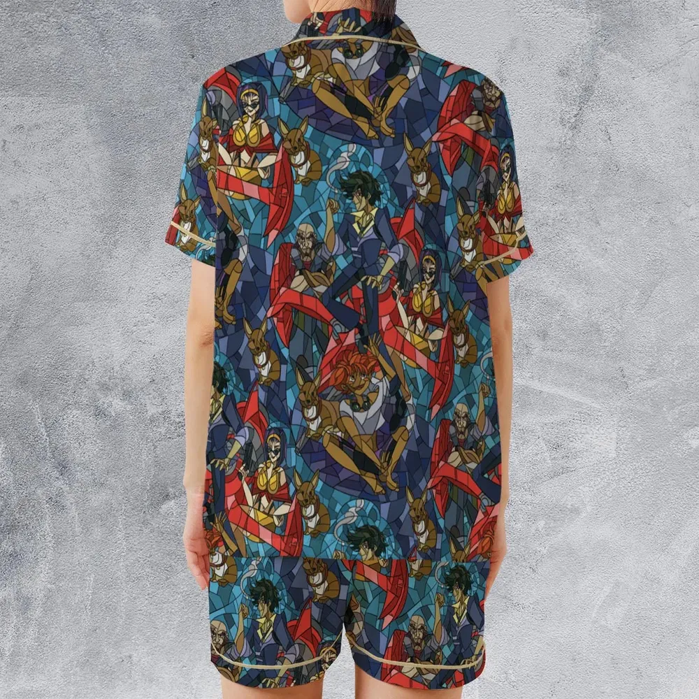 Spike Spiegel Faye Valentine Edward Wong Cowboy Bebop Satin Short-Sleeve Pajamas Set - 2