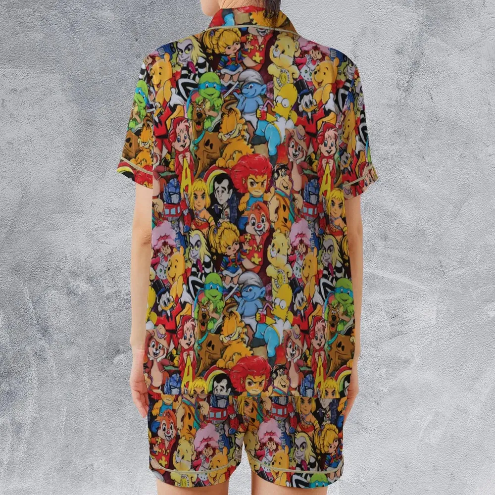 Old Cartoon Characters Satin Short-Sleeve Pajamas Set - 2