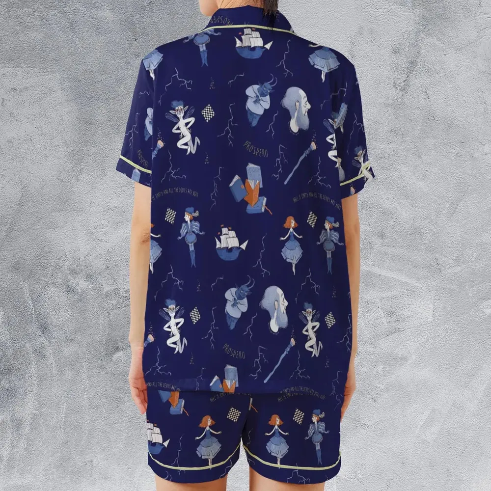 The Tempest Pattern Shakespeare Satin Short-Sleeve Pajamas Set - 2