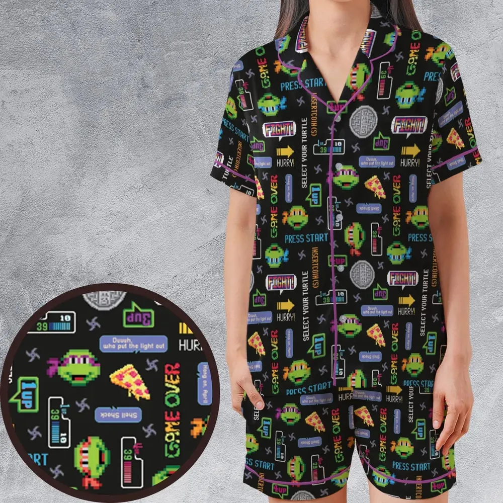 The TMNT Pixel Characters Satin Short-Sleeve Pajamas Set - 1