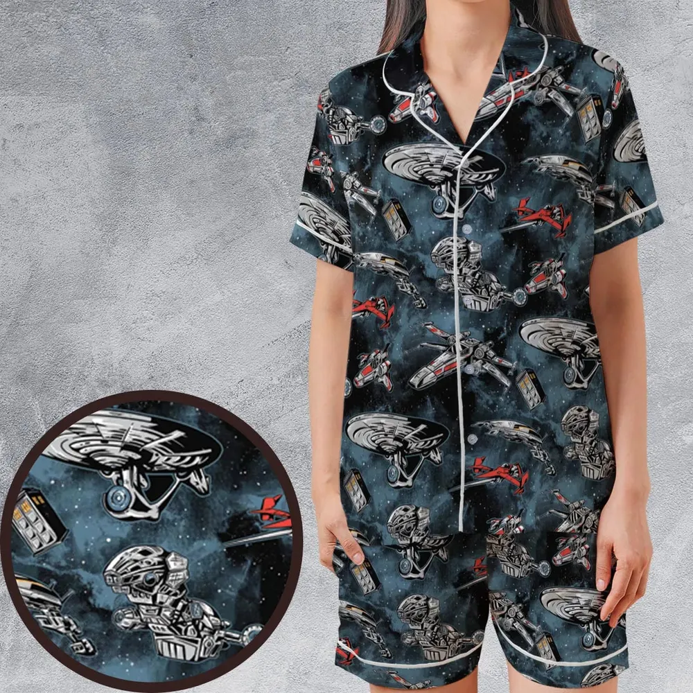 Ultimate Space Fleet Satin Short-Sleeve Pajamas Set - 1