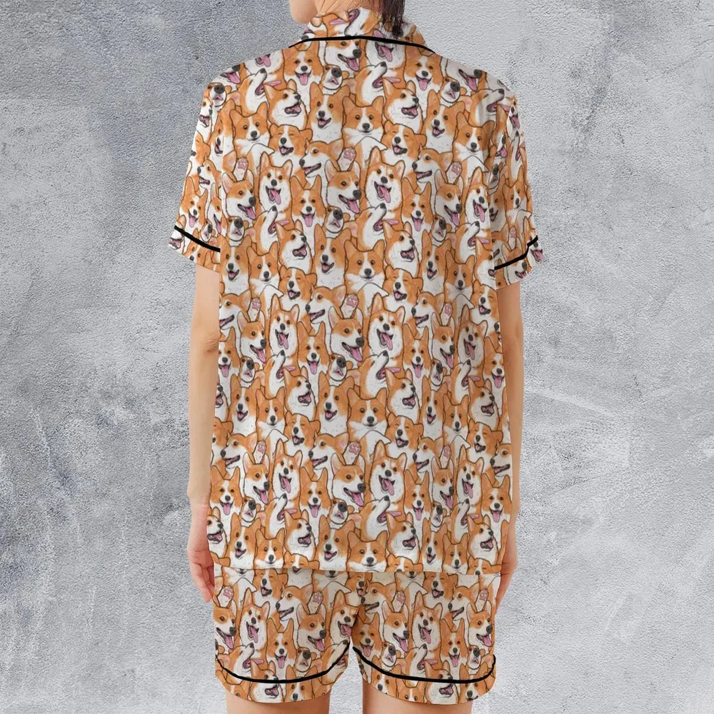 That's a lot of Corgi Satin Short-Sleeve Pajamas Set - 2