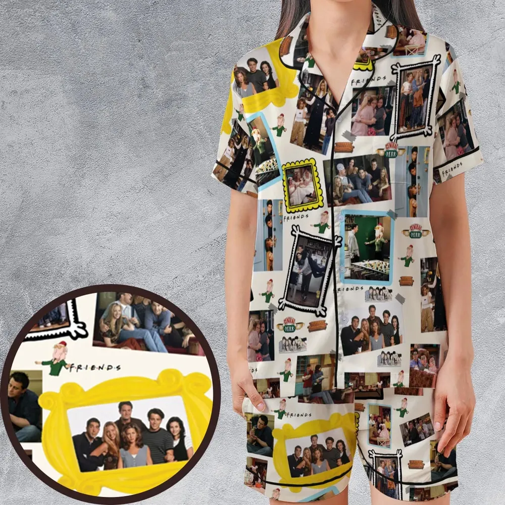 FRIENDS Satin Short-Sleeve Pajamas Set - 1