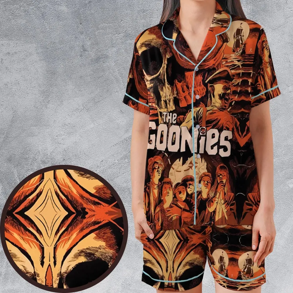 The Goonies Pattern Satin Short-Sleeve Pajamas Set - 1