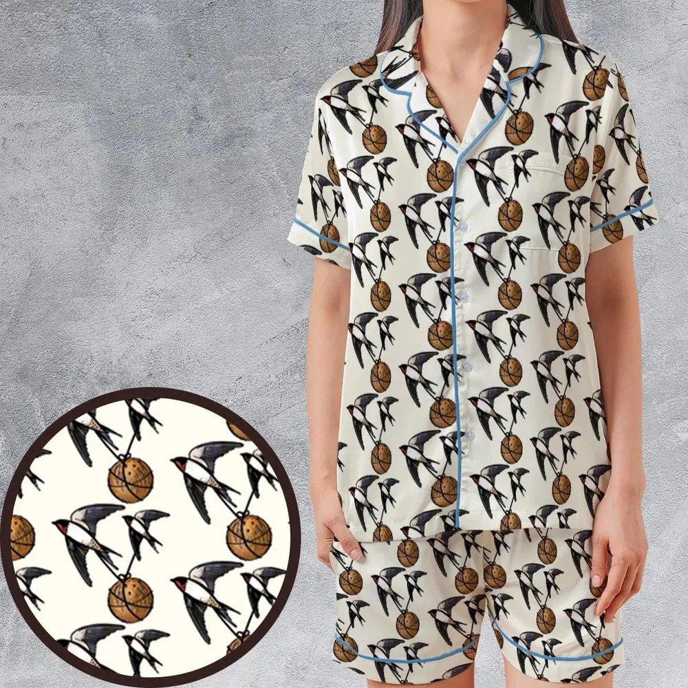 European Swallow Monty Python Holy Grail Satin Short-Sleeve Pajamas Set - 1