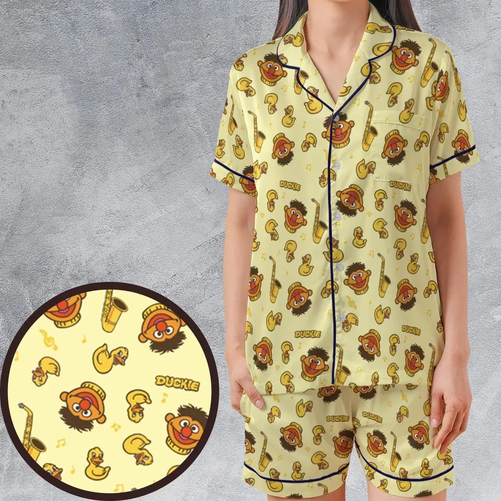 Ernie and Rubber Duckie The Muppets Satin Short-Sleeve Pajamas Set - 1