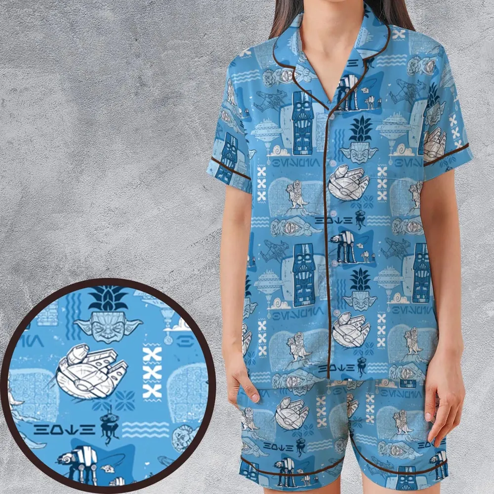 Dark Side Star Wars Tiki Shack Satin Short-Sleeve Pajamas Set - 1